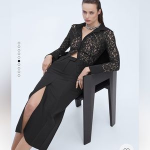 Mango pencil wool blend skirt